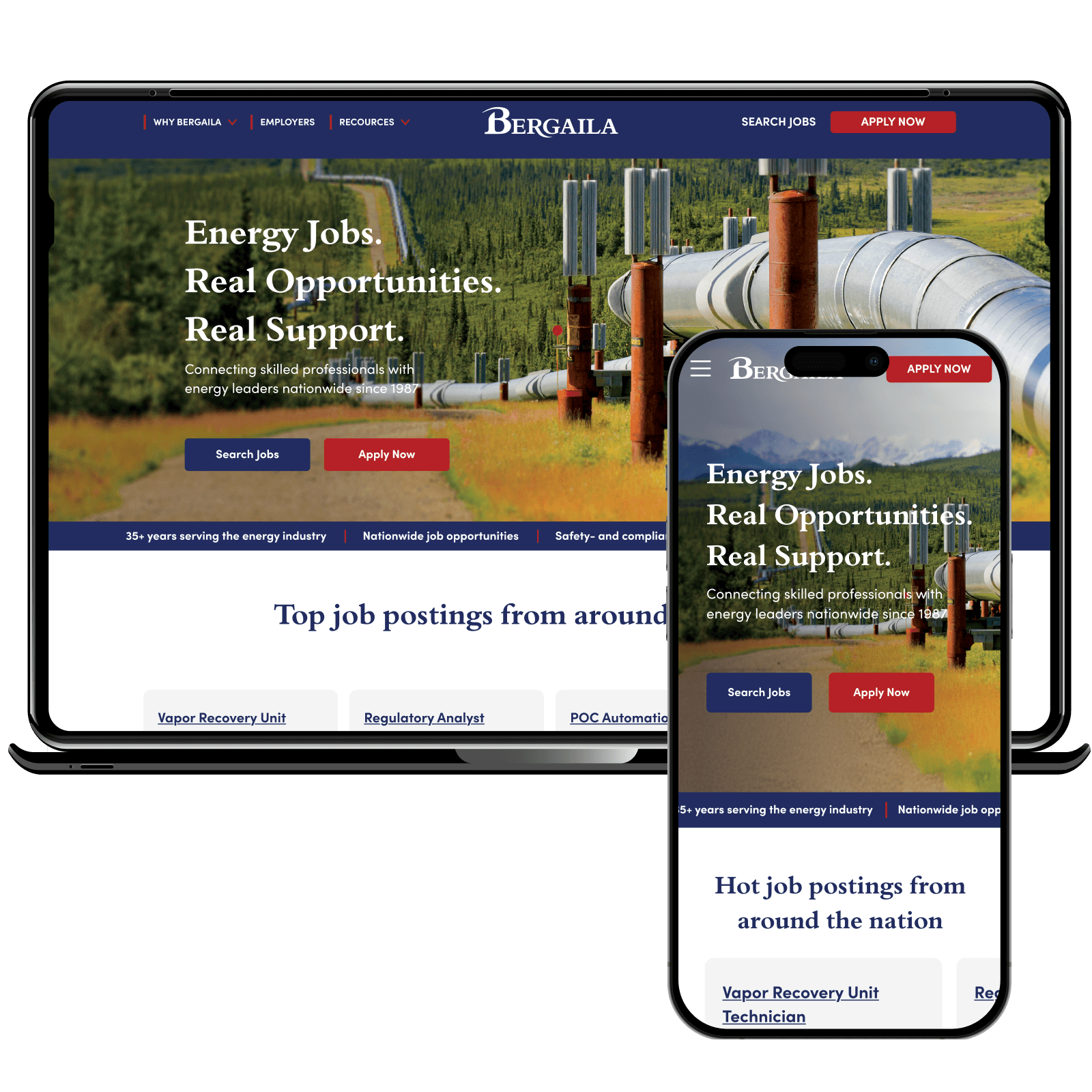 Bergaila Companies responsive desktop-and-mobile website presentation.